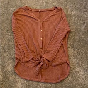 Pink waffle knit sweater